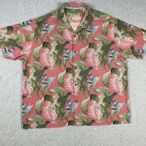 ⛰️  Tommy Bahama Hawaiian Aloha Shirt 100% Silk Textured Floral Print Mens XXXL
